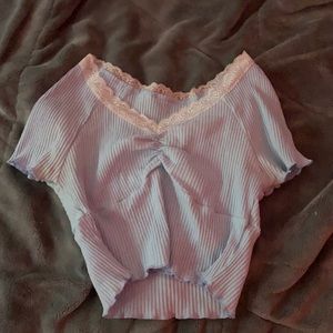 Baby blue laced crop top